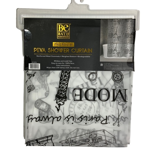 Paris Eiffel Tower French Shower Curtain Parisian Decor Black White 70 X 72 in - Picture 5 of 11